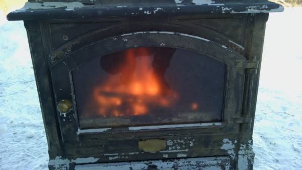 firing up wood stove